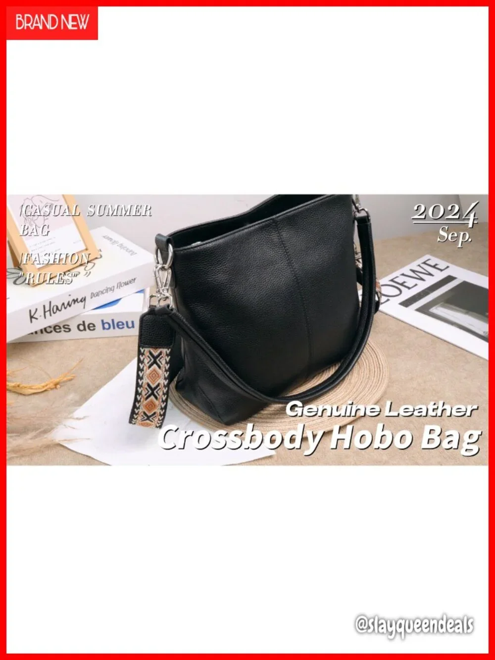 Genuine Leather Hobo Crossbody Bag for Women